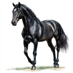 Obraz premium Dynamic black horse portrait art studio digital illustration creative environment artistic perspective strong symbolism
