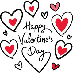 Happy Valentine Day Hand Drawn Heart Vector