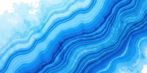 Fototapeta premium Delicate watercolor waves in blue and white dance across the canvas. White borders frame the top left; deep blue corners embrace the bottom right for an elegant finish