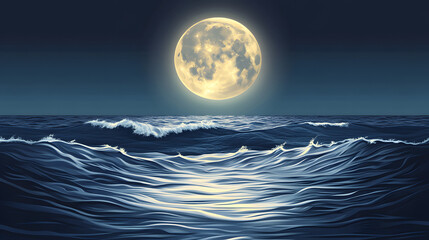 Majestic Moonlit Ocean Waves