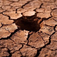 Fototapeta premium Closeup of Cracked Brown Dry Soil