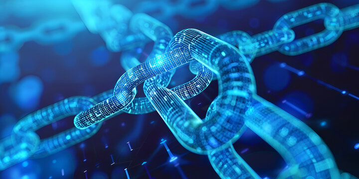 Blockchain Concept with Digital Chain Links, Blockchain Network and Data Protection, What Is Blockchain Technology & How Does It Work