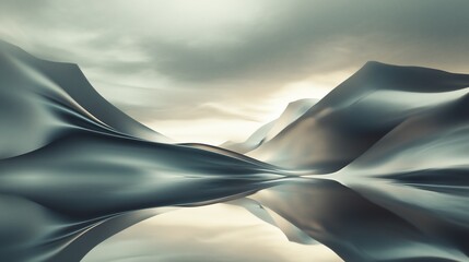 Reflective Serenity: Abstract Mountainscape