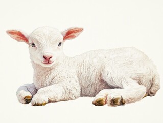 Fototapeta premium Baby Lamb on White Surface