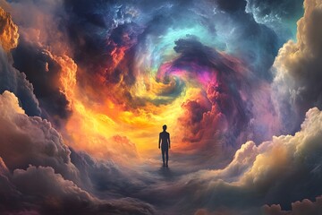 Borderline Personality Disorder's Emotional Storm clouds bright and dark hues. Mental health concept. 

