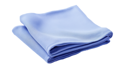 A soft blue cloth is folded neatly and isolated on a clean, white background. Its smooth texture and calming color enhance its versatility for crafts, cleaning, or decoration purposes