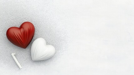 Obraz premium Two interlocked hearts on a clean white background symbolizing love and connection