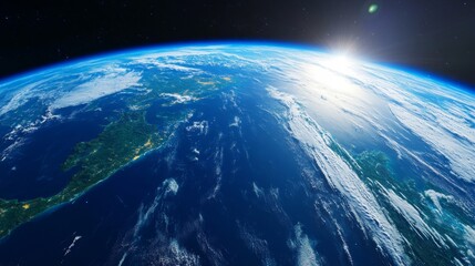 Obraz premium Vibrant View of Earth from Space with Luminous Blue Oceans and Land