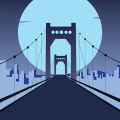 City Bridge illustration Night view