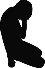 a boy sitting body silhouette vector