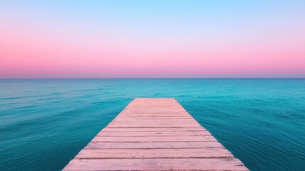 Obraz premium Serene Sunrise Over Tranquil Ocean Pier View