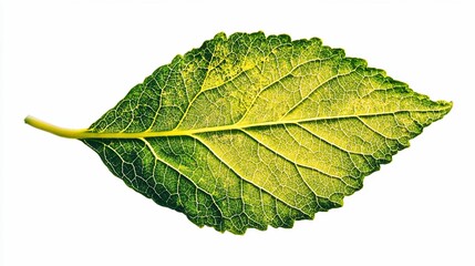 Obraz premium Green leaf, studio shot, veins visible, white background, nature design