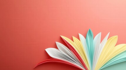 Book with a red background displayed on a flat surface with soft lighting and shadows