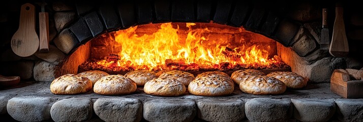 Artisan Bread Baking in a Stone Oven: Rustic Charm and Golden Crusts