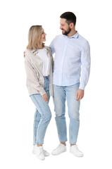 Portrait of happy couple on white background