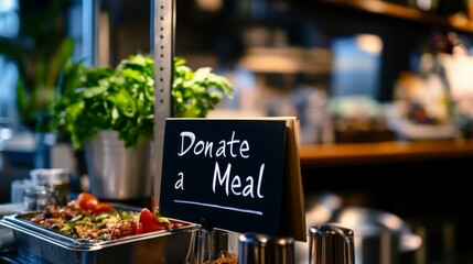 A close-up of a food menu with a "Donate a Meal" option