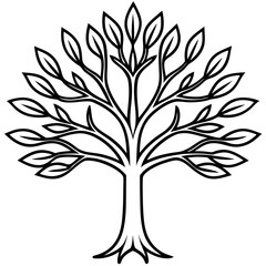 Simple Tree of Life Line Drawing in Vector