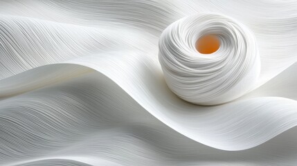 Abstract White Paper Sculpture Swirling Waves and Spiral Design Textured Background