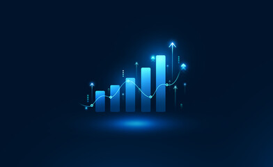 Digital financial chart indicators, stock market business and exchange financial growth graph.