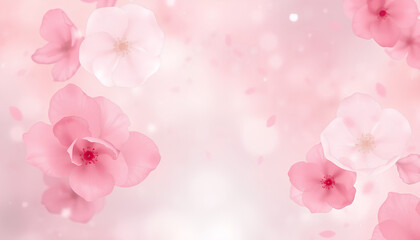 Fototapeta premium Soft and elegant floral watercolor background with translucent petals floating in a dreamy haze of pastel colors