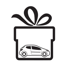 car gift icon, on blue background