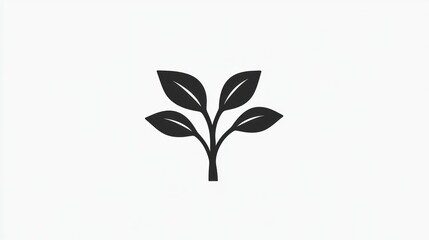 Simple plant sprout, growth, nature, white background, eco logo