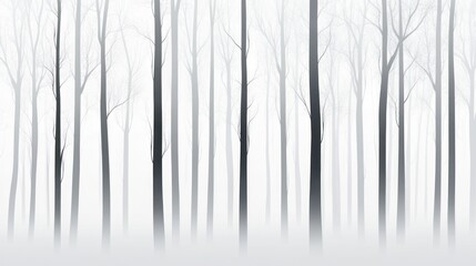 Foggy winter forest, trees, mist, nature, background