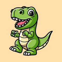 fun tyrannosaurus Rex t-Rex cartoon colored character isolated drawing line style sketch classic vintage design illustration