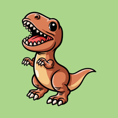 fun roaring tyrannosaurus t-Rex dinosaur cartoon colored character isolated drawing line style sketch classic vintage design illustration
