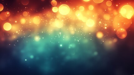 Obraz premium Bokeh Lights Background,. Dreamy Teal And Orange Abstract With Glowing Circles Over Dark