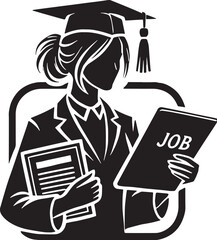 Black Education Silhouette Vector, High Quality Illustration on White Background