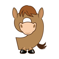 Funny Character Horse Number 9, figure Nine. Cartoon of number with a animal concept. Calligraphy, lettering, typography for your Education cards or game