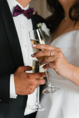 Romantic Wedding Toast With Champagne