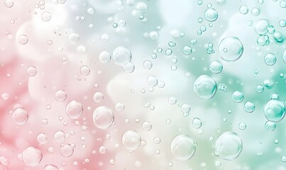 Pastel bubbles, water droplets, blurred background, abstract texture, ideal for beauty or skincare
