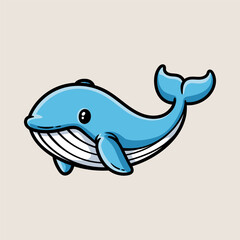 fun cute simple whale cartoon colored character isolated drawing line style sketch classic vintage design illustration