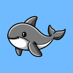fun cute simple shark cartoon colored character isolated drawing line style sketch classic vintage design illustration