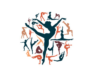 Obraz premium female gymnast silhouette dancer ballerina vector design illustration