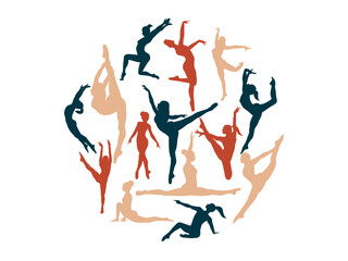 female gymnast silhouette dancer ballerina vector design illustration