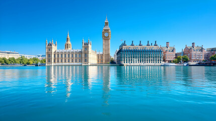 Naklejka premium London, Big Ben, Parliament, Thames River, summer