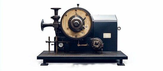 Fototapeta premium Vintage industrial machine, isolated, studio shot, white background, machinery