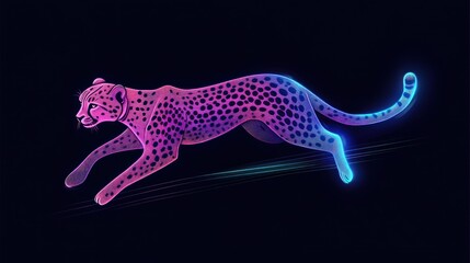 Fototapeta premium Neon Cheetah Running Night Abstract Speed Wildlife