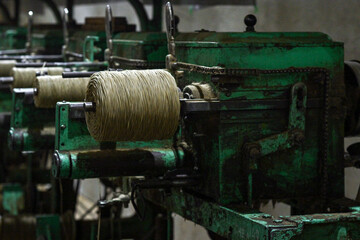 hemp rope twine production flax cotton factory vintage twine cord spool thread