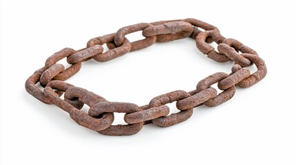 Obraz premium Rusty chain links forming a frame on white background, isolated