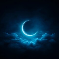 Crescent Moon in a Dark Blue Night Sky