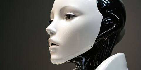 Woman in Black and White Mask Close-Up