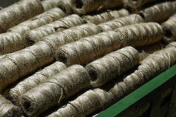 hemp rope twine production flax cotton factory vintage twine cord spool thread