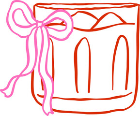 Drink Glass with Bow outline on the rock wisky