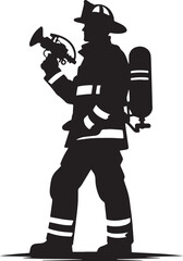 Black Fireman Silhouette Vector, High Quality Illustration on White Background