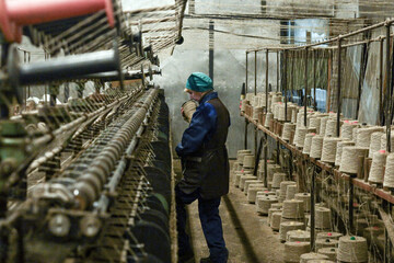 hemp rope twine production flax cotton factory vintage twine cord spool thread