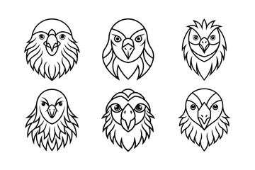 Kakapo (Strigops habroptilus) animal design, labeled line art vector art illustration.